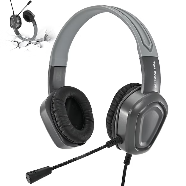 TechProtectus 3.5mm Jack Noise Cancelling rugged headphone-with a Boom Mic