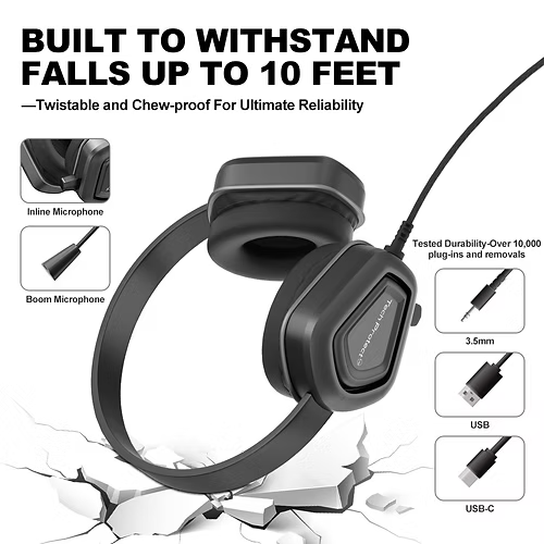 TechProtectus USB Kids Headphone with an inline Microphone and Volume Control